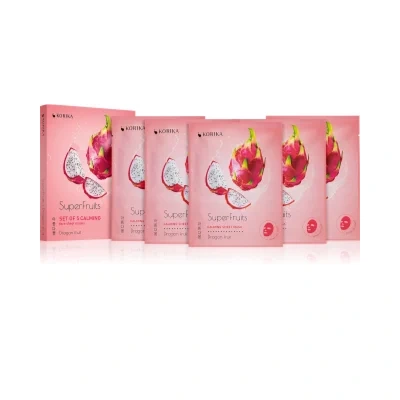 KORIKA SuperFruits Dragon Fruit - Set of 5 Calming Face Sheet Masks Face mask set at a reduced price with soothing effect Dragon fruit