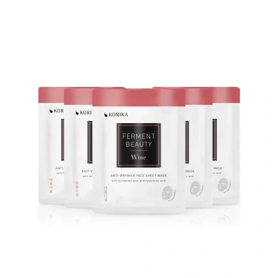 KORIKA FermentBeauty Set of 5 Anti-wrinkle Face Sheet Masks with Fermented Wine and Hyaluronic Acid Face mask set at a reduced price