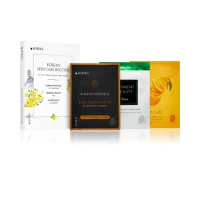 KORIKA KOREAN SKIN CARE ROUTINE SET OF 3 BRIGHTENING SHEET MASKS Set with a brightening effect