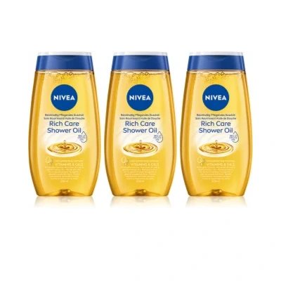 NIVEA Rich Care Shower oil for dry skin 3 x 200 ml