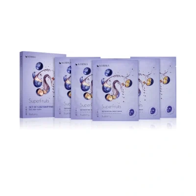 KORIKA SuperFruits Blueberry - Set of 5 Detoxifying Face Sheet Masks Face mask set at a reduced price with detoxifying effect Blueberry