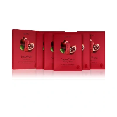 KORIKA SuperFruits Pomegranate - Set of 5 Hydrating Face Sheet Masks Face mask set at a reduced price with moisturising effect – 5x25 g