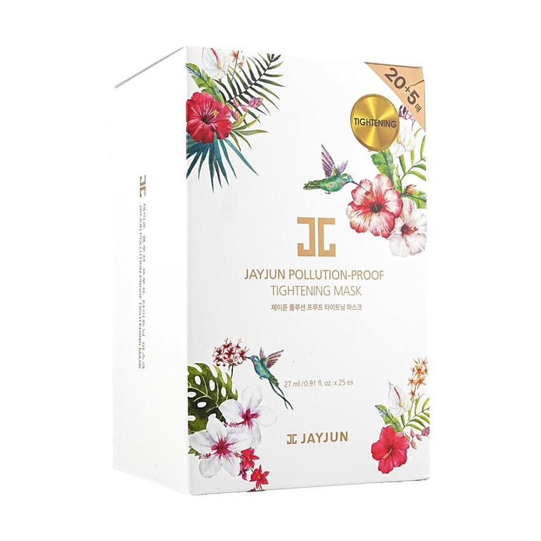 JAYJUN Pollution-Proof Tightening Mask white box marked 20 + 5, 27 ml x 25 sheets.
