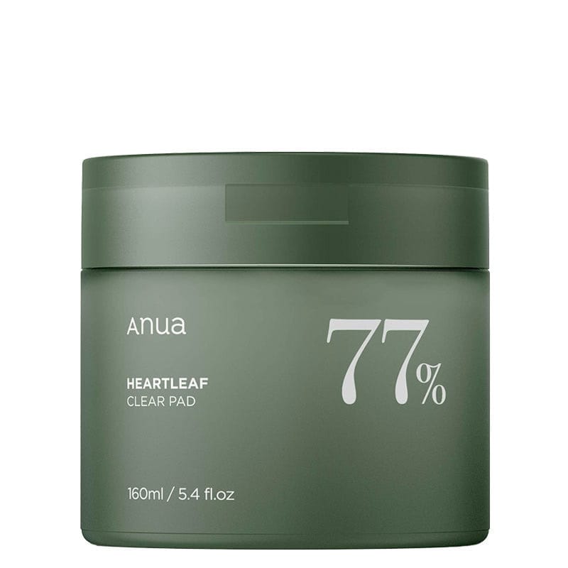 Anua Heartleaf 77% Clear Pad green container on a white background.