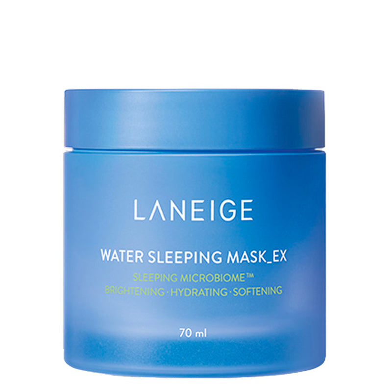 LANEIGE Water Sleeping Mask EX in a blue jar on a white background.